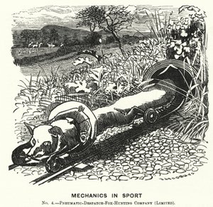 Kreskówka poncz: Mechanika w sporcie. Nr 4. - Pneumatyczna firma łowiecka na lisy (Limited) (grawerowanie) autorstwa Edward Linley (after) Sambourne