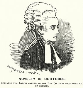 Punch cartoon: Nowość w fryzurach (grawerowanie) autorstwa Edward Linley (after) Sambourne
