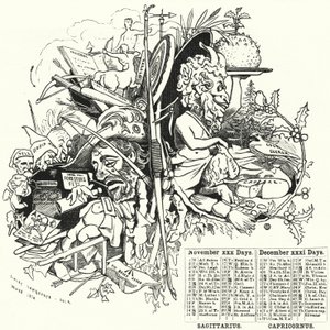 Punch cartoon: listopad i grudzień (grawerowanie) autorstwa Edward Linley (after) Sambourne
