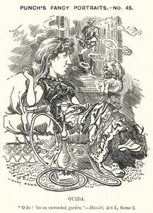 Punch cartoon: Ouida (Maria Louise Rame), angielska powieściopisarka (grafika) autorstwa Edward Linley (after) Sambourne