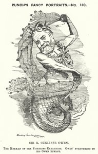 Punch cartoon: Philip Cunliffe-Owen, brytyjski organizator wystaw i dyrektor South Kensington Museum w Londynie (grafika) autorstwa Edward Linley (after) Sambourne