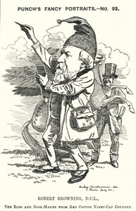 Punch cartoon: Robert Browning, angielski poeta i dramaturg (grafika)