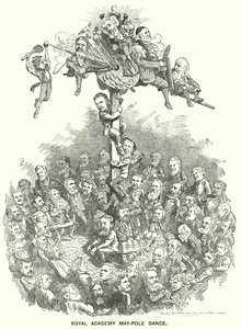 Punch cartoon: Royal Academy Maypole Dance (grawerowanie) autorstwa Edward Linley (after) Sambourne