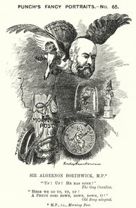 Karykatura: Sir Algernon Borthwick autorstwa Edward Linley (after) Sambourne