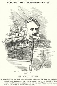 Punch cartoon: Sir Donald Currie, szkocki armator, polityk i filantrop (grafika) autorstwa Edward Linley (after) Sambourne
