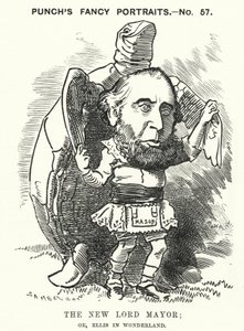Kreskówka dziurkacza: Sir John Ellis, burmistrz Londynu w 1881 r. (rycina) autorstwa Edward Linley (after) Sambourne