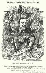 Kreskówka dziurkacza: Sir John Holker, angielski prawnik i polityk (grafika) autorstwa Edward Linley (after) Sambourne