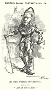 Karykatura dziurkacza: Sir John Walter Huddleston, angielski prawnik i sędzia (grafika) autorstwa Edward Linley (after) Sambourne