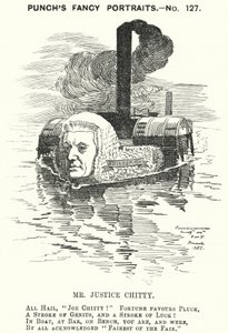 Punch cartoon: Sir Joseph William Chitty, angielski sędzia, liberalny polityk i sportowiec (grafika) autorstwa Edward Linley (after) Sambourne