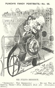 Punch cartoon: Sir Julius Benedict, urodzony w Niemczech kompozytor i dyrygent (grafika) autorstwa Edward Linley (after) Sambourne