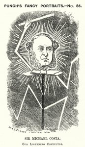 Punch cartoon: Sir Michael Costa, angielski dyrygent urodzony we Włoszech (grafika) autorstwa Edward Linley (after) Sambourne