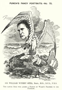 Rysunkowa dziurkacz: Sir William Withey Gull, angielski lekarz, który wyleczył księcia Walii z tyfusu i został ordynariuszem królowej Wiktorii (grafika) autorstwa Edward Linley (after) Sambourne