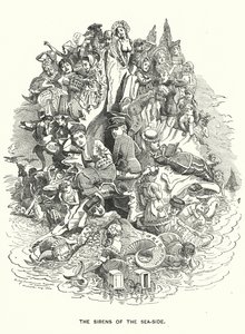 Punch cartoon: The Sirens of the Sea-Side - brytyjskie nadmorskie kurorty wypoczynkowe (rycina) autorstwa Edward Linley (after) Sambourne