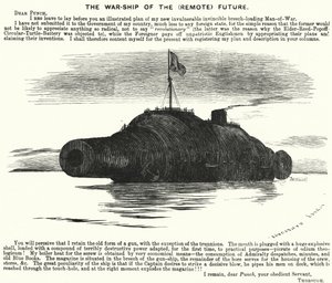Punch cartoon: The Warship of the (Remote) Future (grawerowanie) autorstwa Edward Linley (after) Sambourne