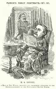 Punch cartoon: Thomas Hay Sweet Estcott, angielski dziennikarz i redaktor (grafika) autorstwa Edward Linley (after) Sambourne
