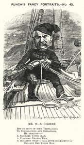 Punch cartoon: W S Gilbert, angielski dramaturg i librecista (grafika) autorstwa Edward Linley (after) Sambourne