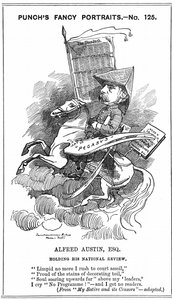 Alfred Austin (1835-1913) laureat brytyjskiego poety z 1896 roku. Karykatura Edwarda Linleya Sambourne