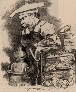 Cartoon Frederick Settle Barff) w serii Fancy Portraits Puncha, Londyn, 20 maja 1882 (grawerowanie) autorstwa Edward Linley Sambourne