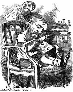 Evelyn Ashley (1836-1907) Angielska pisarka i polityk liberalny: syn 7. hrabiego Shaftesbury. Karykatura Edwarda Linleya Sambourne