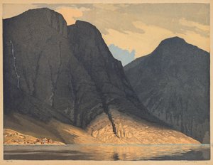 [Widok na góry z wodą]. autorstwa Edward Louis Laurenson