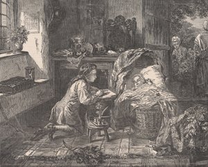 Pierwszy wysiłek w sztuce Benjamina Westa, z Illustrated London News, 12 maja 1849. autorstwa Edward Matthew Ward