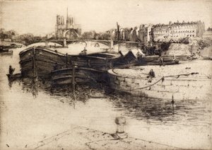 Widok Notre Dame od strony Sekwany (akwaforta) autorstwa Edward Millington Synge