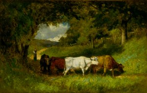 Prowadzenie krów do domu autorstwa Edward Mitchell Bannister