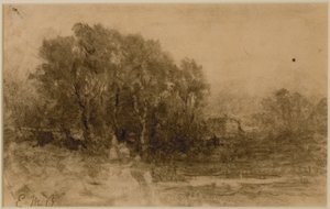 Pejzaż z lasem, ok. 1930 r. lata 80. XIX wieku (grafit na papierze) autorstwa Edward Mitchell Bannister