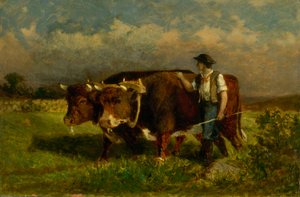 Bez tytułu (mężczyzna z dwoma wołami) autorstwa Edward Mitchell Bannister