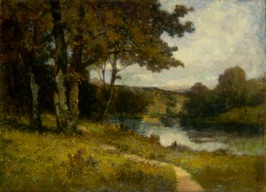 Krajobraz bez tytułu, drzewa nad rzeką, 1891.