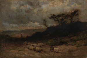 Bez tytułu pasterz z owcami, 1877. autorstwa Edward Mitchell Bannister