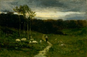 Kobieta idąca ścieżką autorstwa Edward Mitchell Bannister