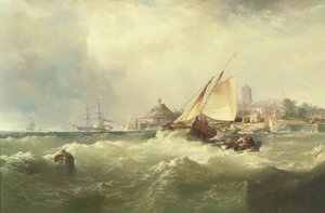 New Castle nad rzeką Delaware autorstwa Edward Moran