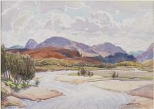 Na Spey, ok. 1935 (akwarela) autorstwa Edward Mossforth Neatby