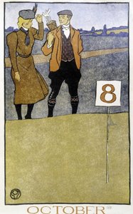 Para grająca w golfa - w „Kalendarzu golfowym” Edwarda Penfielda, wyd. 1899 autorstwa Edward Penfield
