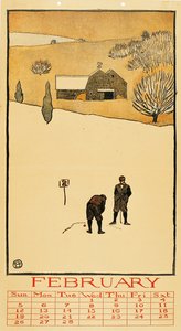 Kalendarz golfowy. Luty - Oeuvre de Edward Penfield (1866-1925) - 1899 - Kolorowa litografia - 41x28,6 - Museu Nacional d