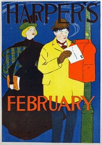 Mężczyzna niosący swój list walentynkowy autorstwa Edward Penfield