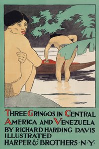 Plakat promujący Trzech Gringos w Ameryce Środkowej i Wenezueli autorstwa Richarda Hardinga Davisa (1864 - 1916), wyd. 1896