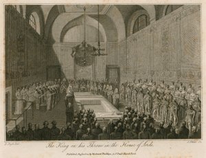 Król na tronie w Izbie Lordów autorstwa Edward Pugh