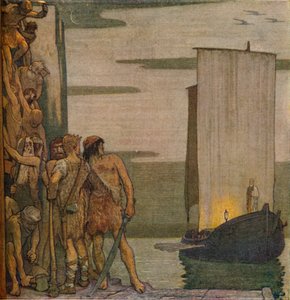 Lądowanie św. Patryka w Irlandii, c1912, 1914 autorstwa Edward Reginald Frampton