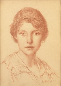 Młoda kobieta (czerwona kreda) autorstwa Edward Ridley