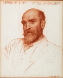 Lewis Foreman Day (1845-1910) projektant, mistrz Gildii Robotników Sztuki w 1897, 1900 (czerwona kreda na papierze) autorstwa Edward Robert Hughes