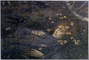 „Och, co to jest w zagłębieniu?” (akwarela na papierze) autorstwa Edward Robert Hughes