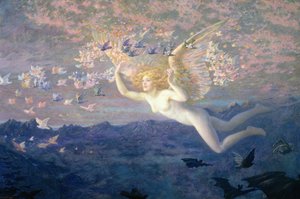 Na skrzydłach poranka, 1905 (toaleta podkreślona kolorem nadwozia i złotą farbą) autorstwa Edward Robert Hughes