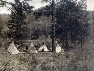Indian Ameryki: obóz Indian Spokane autorstwa Edward Sheriff Curtis