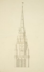 Projektowana Wieża St Mary Redcliffe (ołówek i akwarela na papierze) autorstwa Edward Shiercliffe