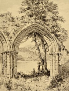 Czwarty: Jezioro Menteith z klasztoru Inchmahome, ok. 1880 (akwaforta)