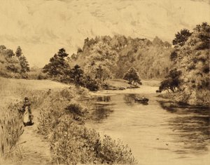 The Wear: The Wear Near Durham, c.1880 (akwaforta)