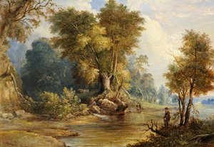 Scena rzeczna z wędkarzami, Leadon, Gloucestershire, ok.1880
