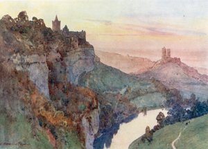 Rudelsburg i Saaleck (litografia kolorowa)